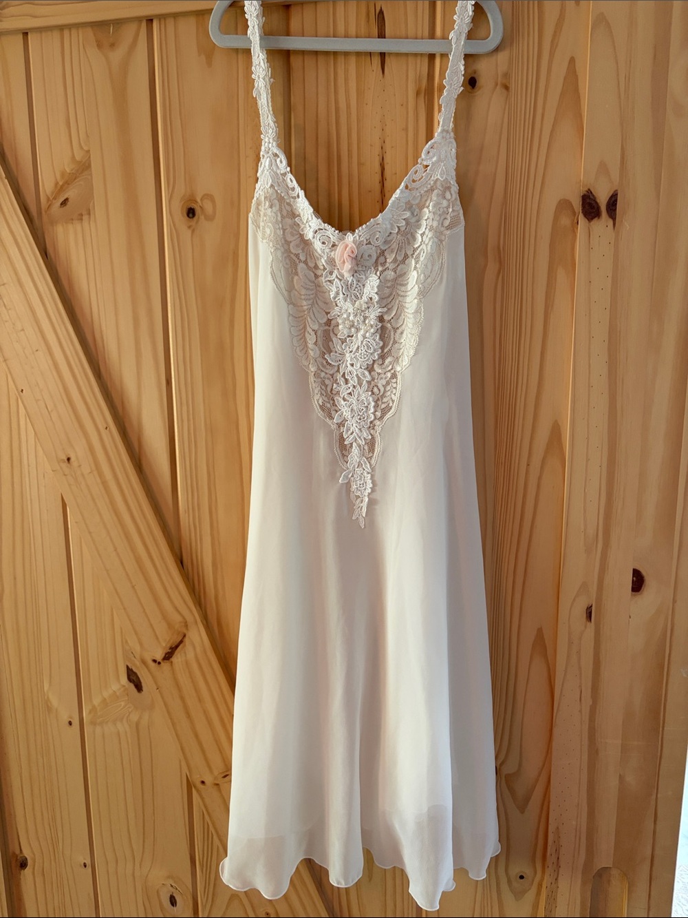 Stunning 80’s Coquette Lace-Trim Slip Nightdress - Ivory🎀